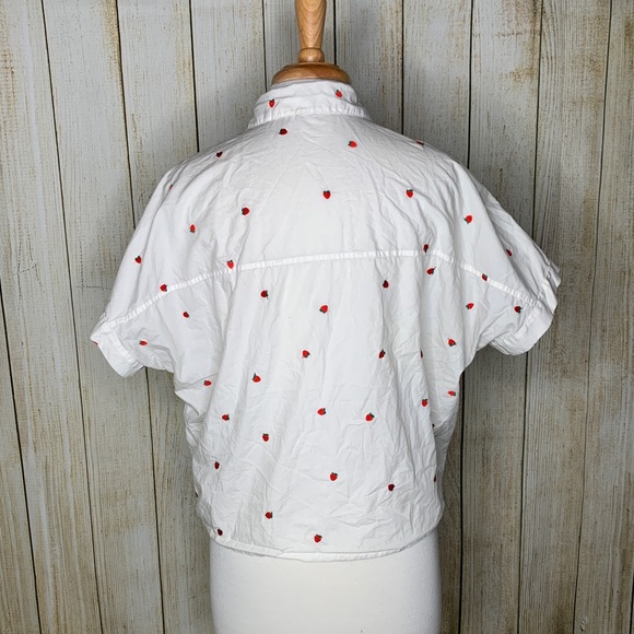MADEWELL Strawberry Embroidered Tie Front Top - Picture 3 of 4